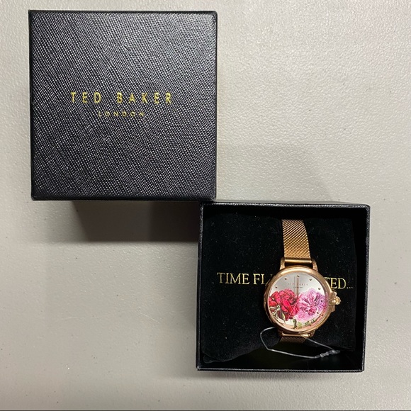 Ted Baker Accessories - Ted Baker London Womens Watch Floral Rose Gold Strap Hardware Designer Bracelet